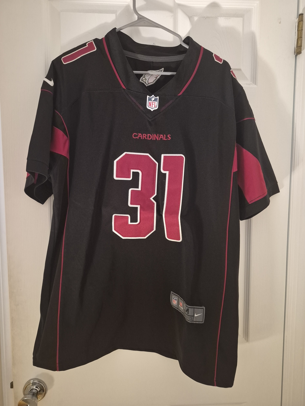 NFL Cardinals Black and Cardinal #31 Men's Jersey